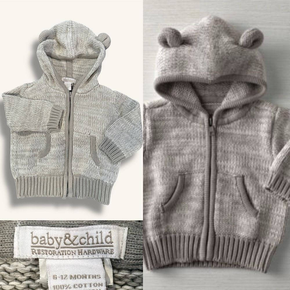 Baby & Child by Restoration Hardware Organic Cotton Hoodie Jumper Zip Up 6-12 M